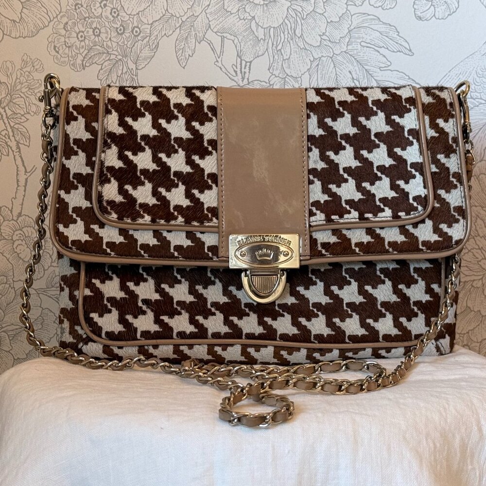 Elaine Turner Houndstooth Crossbody Bag | Women’s | Brown & Cream | OS